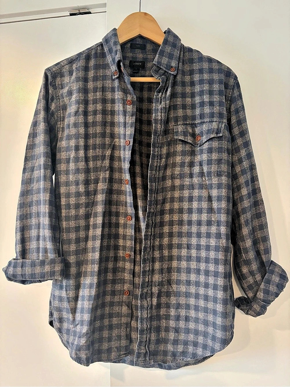 J.Crew Slim Plaid Button Down in Blue & Gray Size Small